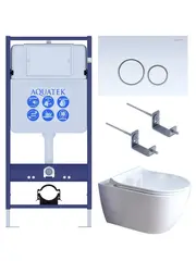 Aquatek SET Aquatek ПОЛАРИС-01-015 4в1 SET Aquatek ПОЛАРИС (рама Aquatek Standard INS-0000012+унитаз ПОЛАРИС AQ0700-01 с тонким сиденьем soft-close+ крепеж KKI-0000002 +панель KDI-0000015) фото