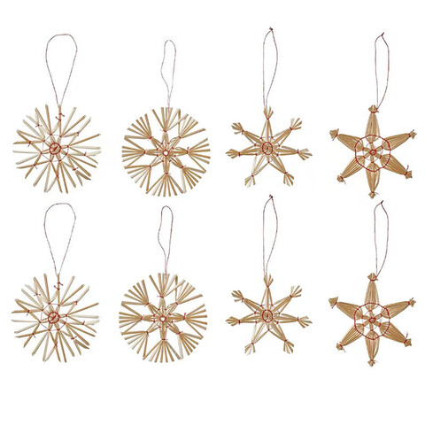 Набор ёлочных украшений Vintertid, 8 шт, 8 см, солома