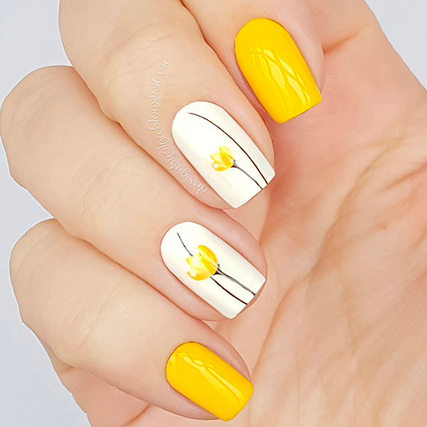 Дизайн ногтей желтого цвета с рисунком - 67 фото