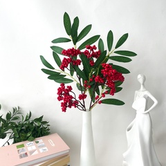 №2 Ягоды рябины на ветке, цвет красный, 53 см, набор 2 ветка.