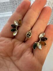 Сет из трех колец РОМАШКА style by GUCCI с цветными вставками (цвет бронза)