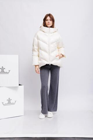 ADD Пуховик асимметричного кроя с капюшоном