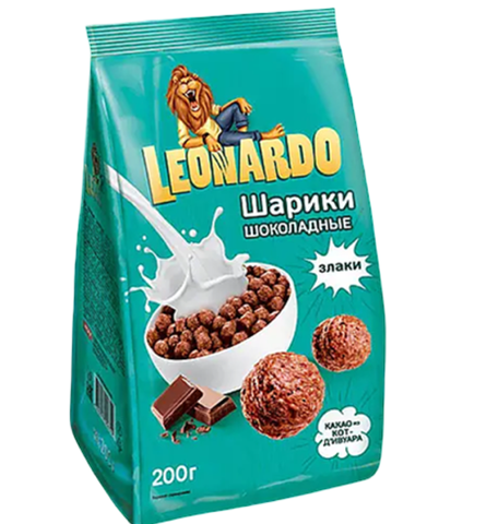 Завтрак готовый Leonardo 200г шоколадные шарик.