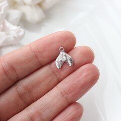 Подвеска Рыбий хвост с фианитом 13*11 мм, родий, П116