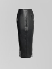 Юбка Wish collection 91122 удлиненная кожаная с разрезом сзади