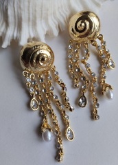 73256- Серьги SNAIL-РАКУШКИ в стиле Schiaparelli с подвесками