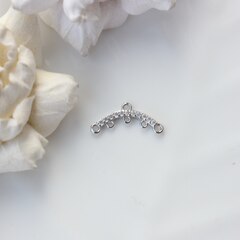 УЦЕНКА!!! Коннектор (подвеска) с фианитами для многорядных колье, 5 петелек, 22*10 мм, родий, У086