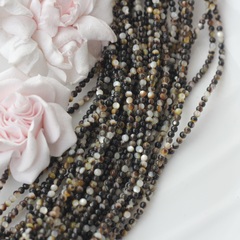 Перламутр натуральный стальной, шарик 3 мм, 1 нить, ПР112