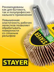 STAYER d 50 x 20 мм, P100, на шпильке d 6 мм, круг шлифовальный лепестковый (36607-100)
