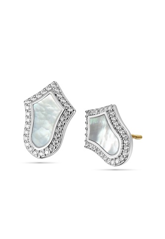 Серьги Гвоздики Степной Тюльпан Перламутр Родий