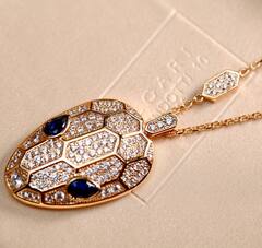 23935-Колье с подвеской голова Змеи с куб.цирконами rose VGOLD