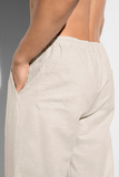 Бежевые брюки из льняной ткани Zimmerli