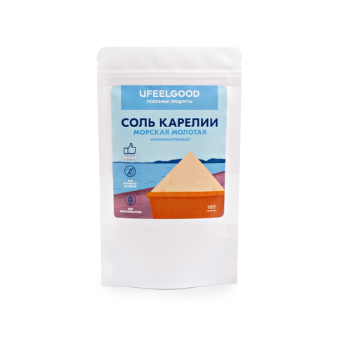 Соль морская Карелии Низконатриевая молотая, 100г (UFG)