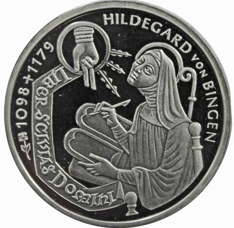 10 марок. 900 лет со дня рождения Хильдегард из Бингена (А) Серебро. 1998 г. PROOF. В родной запайке