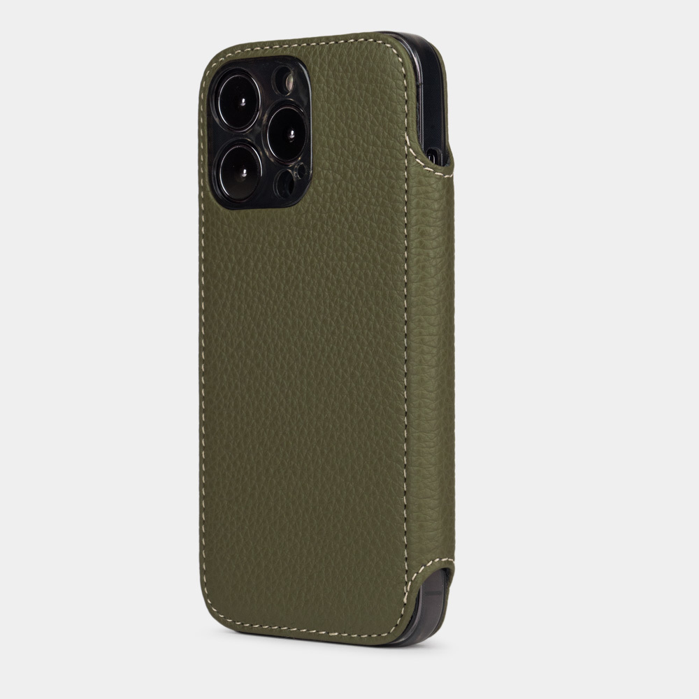 Чехол кожаный Benoit для iPhone 13 Pro Max зеленого цвета