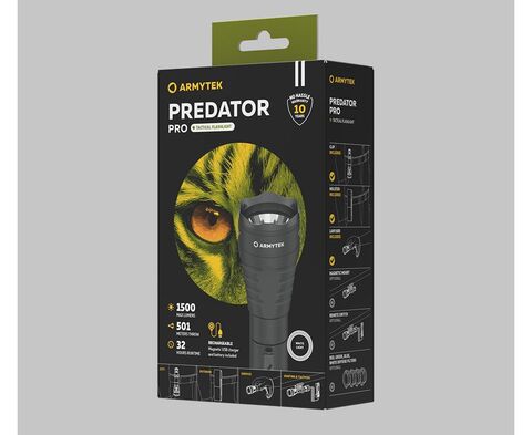Фонарь универсальный Armytek Predator Pro Magnet USB черный/белый лам.:светодиод.x1 (F07301C)