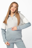 Утепленный спортивный костюм для беременных и кормящих 11955 голубой туман св.серый тофу