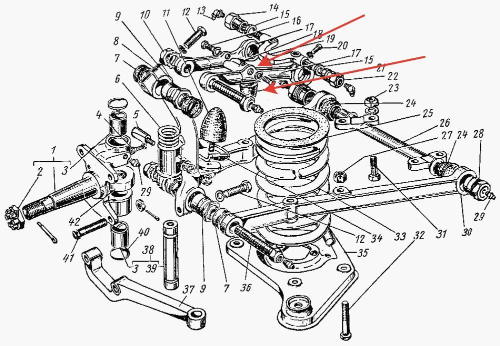 Передняя подвеска газ 3110 на шкворнях схема