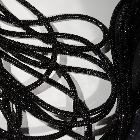 Стразовый шнур, черные кристаллы, 5мм