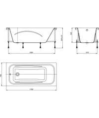 ВАННА АКРИЛОВАЯ ROCA LINE 150X70 с каркасом и сифоном