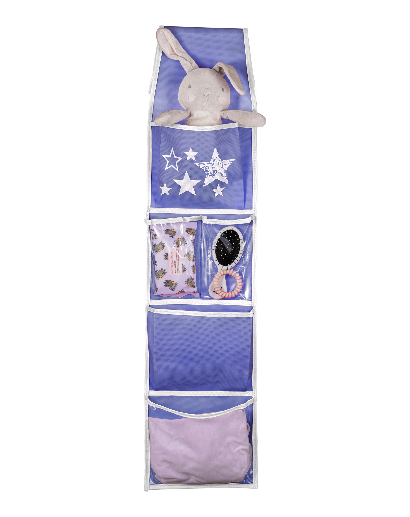 Кармашки в садик для детского шкафчика 85х20 см, Звезды (Сиреневые)