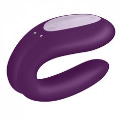 Фиолетовый вибратор для пар Double Joy с управлением через приложение - 