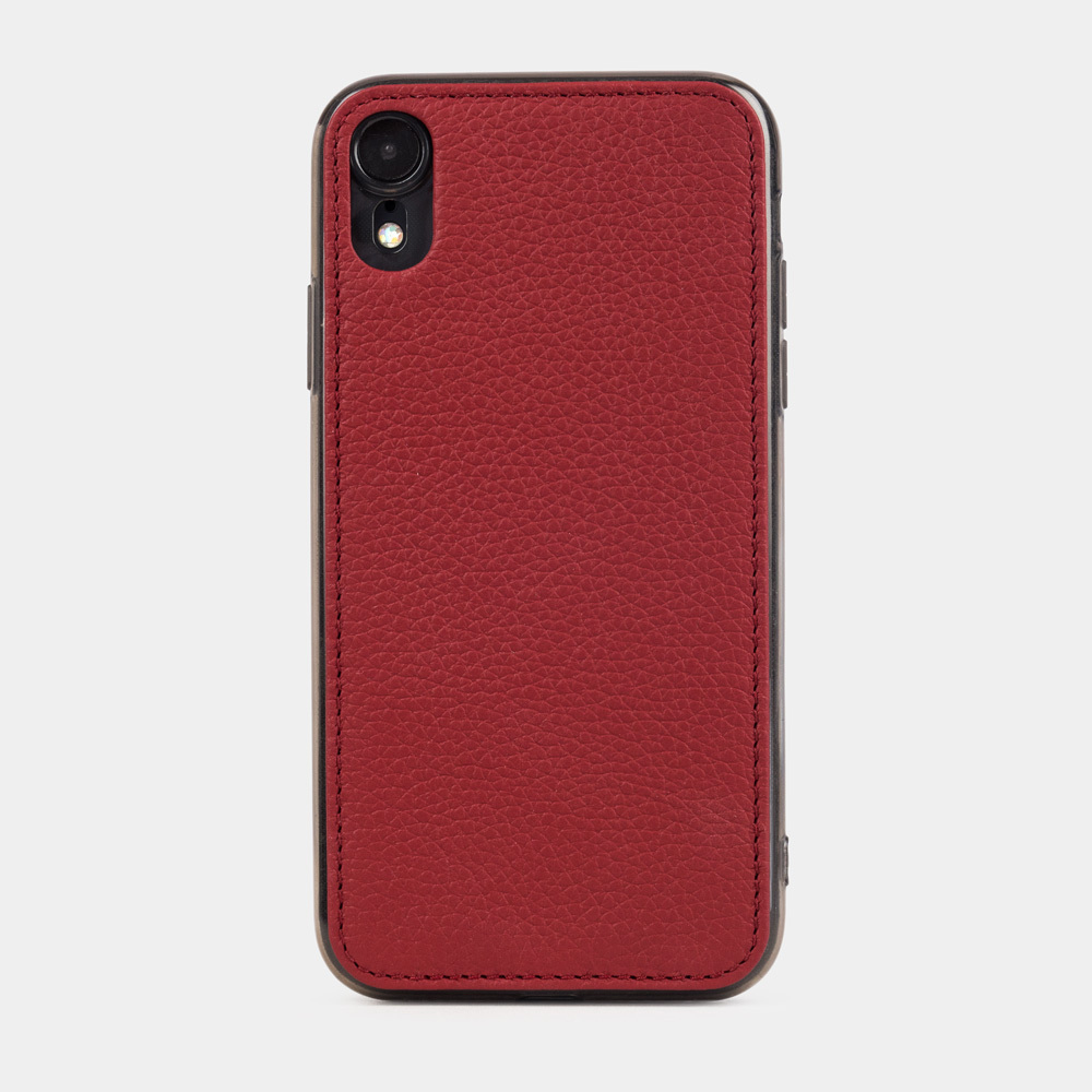 Чехол-накладка для iPhone XR из натуральной кожи теленка, вишневого цвета