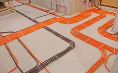 Монтаж кабеля в гофре в полу 3х2,5 и 3х1,5