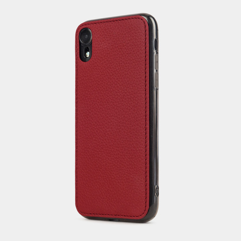 Чехол-накладка для iPhone XR из натуральной кожи теленка, вишневого цвета