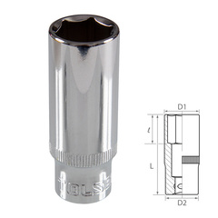 TOLSEN (TT16367) Головка торцевая глубокая шестигранная 3/8", 17 мм