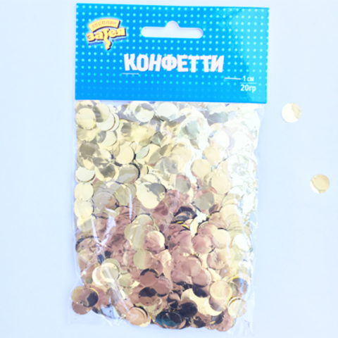 Конфетти Круги фольг золото 1,5см 20гр/G