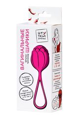 Розовый рельефный вагинальный шарик со шнурком - 