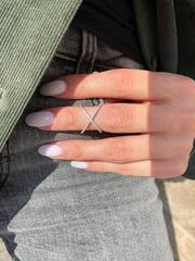 Кольцо X икс с фианитами