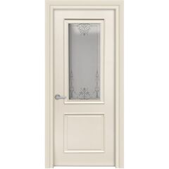Купить Межкомнатная дверь эмаль Лайн 3/2 Багет слоновая кость остеклённая 1