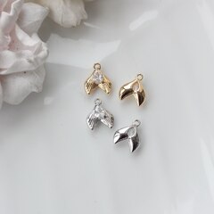 Подвеска Рыбий хвост с фианитом 13*11 мм, родий, П116