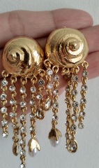 73256- Серьги SNAIL-РАКУШКИ в стиле Schiaparelli с подвесками
