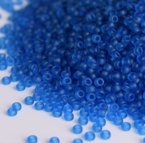 6/0 RR-0149F Бисер круглый Миюки /Miyuki round 6/0 Matted Transparent Capri Blue
