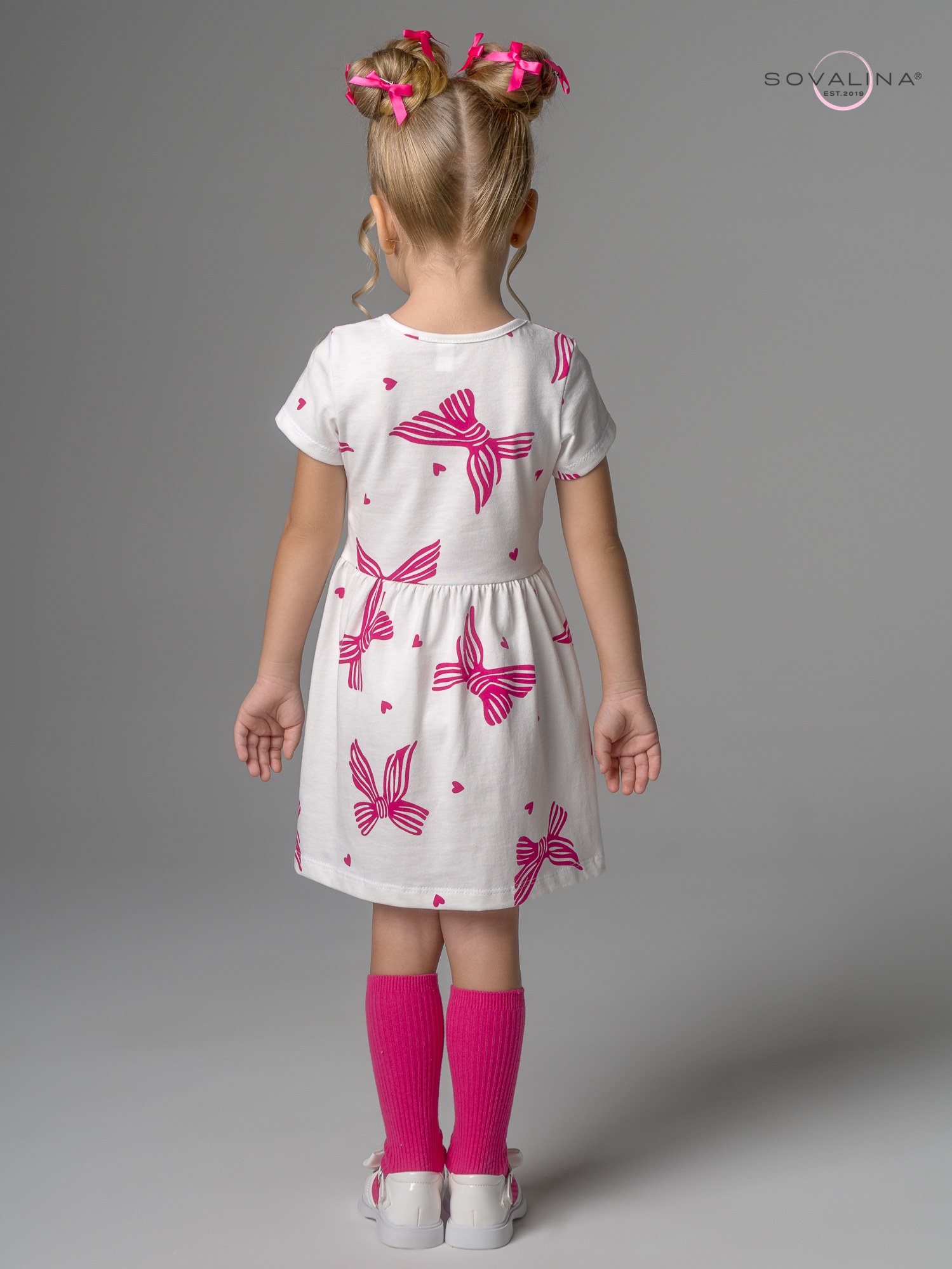 Платье Лето алые бантики