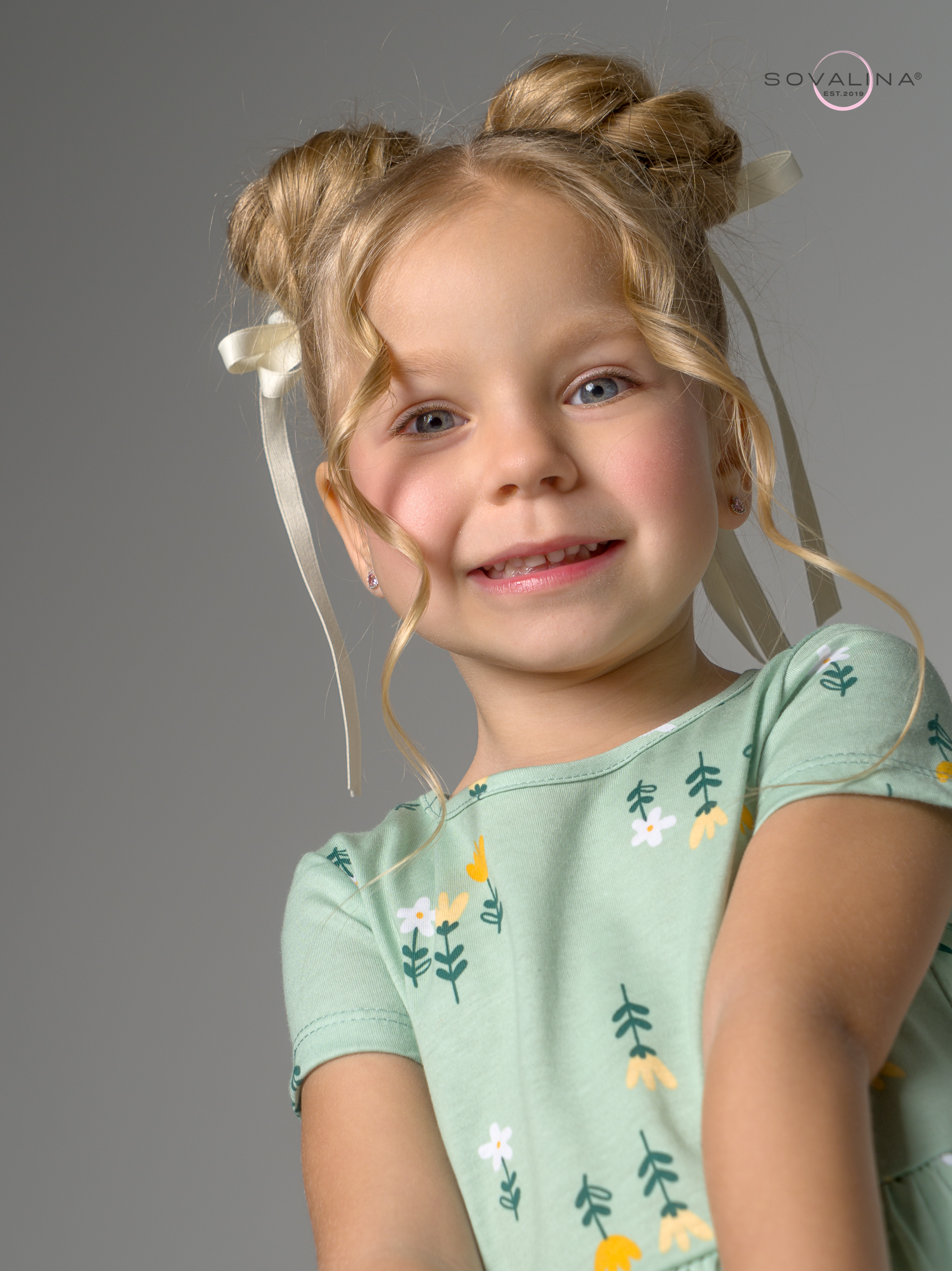 Платье Лето цветики на оливке