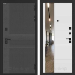 Входная металлическая дверь с зеркалом Бункер HIT B-05/ зеркало узкое ФЛ-649 Белый софт