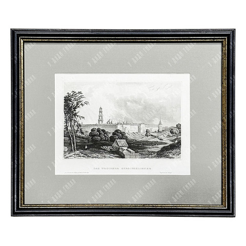 Троице-Сергиева Лавра. Гравюра на стали. Хильдбургхаузен, Германия. Сер. XIX века.