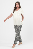 Брюки для беременных 14318 черно-белый цветочек