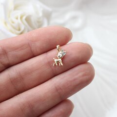 УЦЕНКА!!! Подвеска Оленёнок Бэмби с эмалью, 11*8 мм, позолота, У076