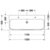 Duravit Happy D.2 Раковина для мебели с перел., с 2 отв. под смес., вкл. заглушку для перелива, хром, 1200x505мм, Цвет: Белый 2318120024