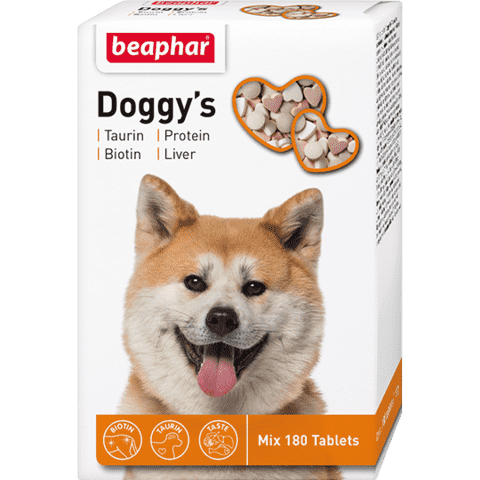 купить бефар Beaphar Doggy's Mix (+Taurin-Biotin + Protein + Liver) кормовая добавка для собак с таурином, биотином, протеином и печенью