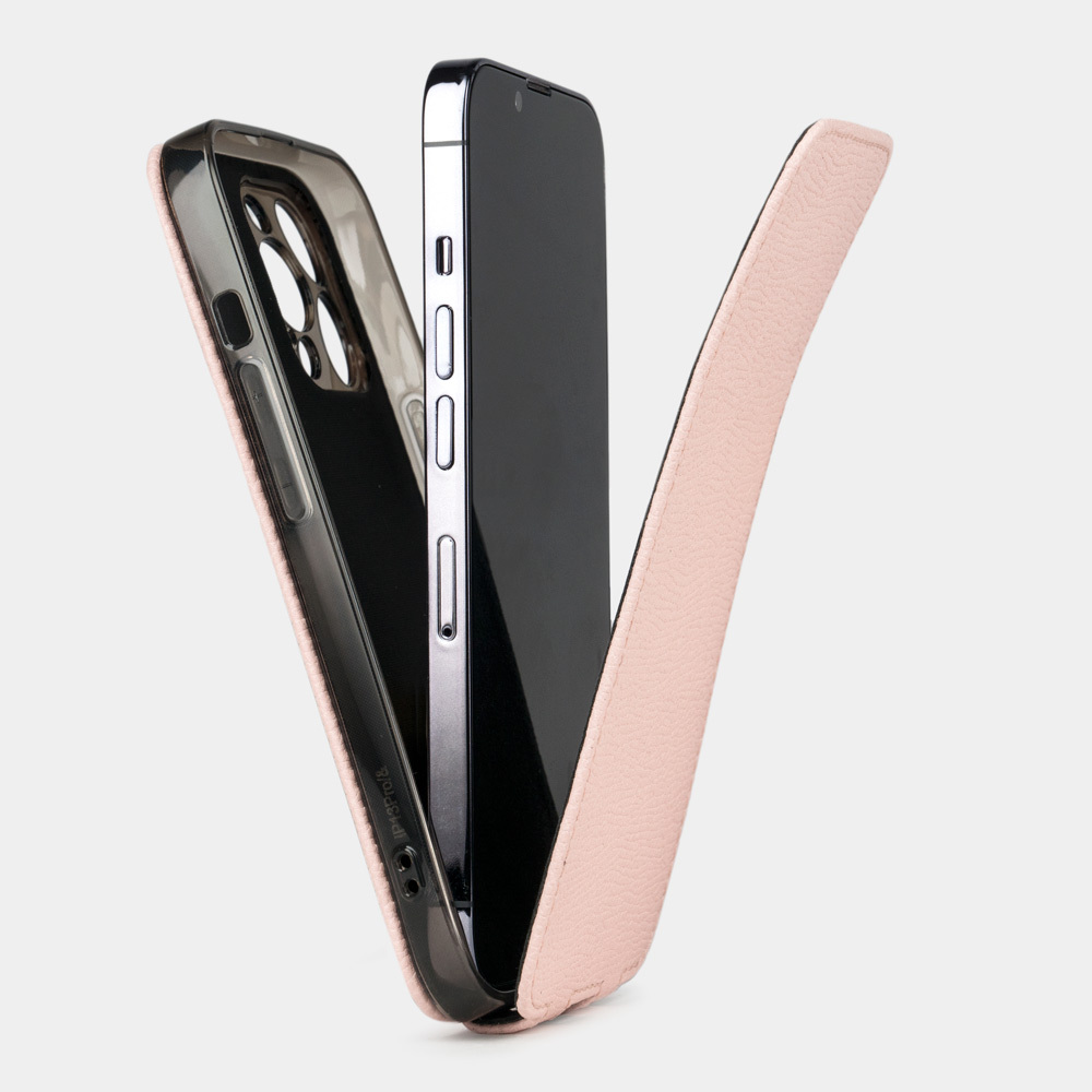 Чехол для iPhone 13 Pro из натуральной кожи теленка, бледно-розового цвета