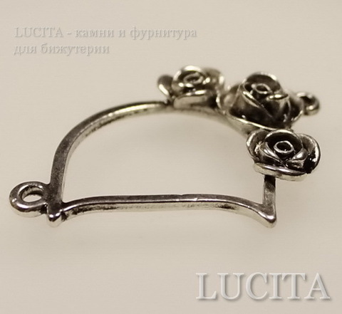 Коннектор "Три розы" (1-1) 38х27 мм (цвет - античное серебро) ()