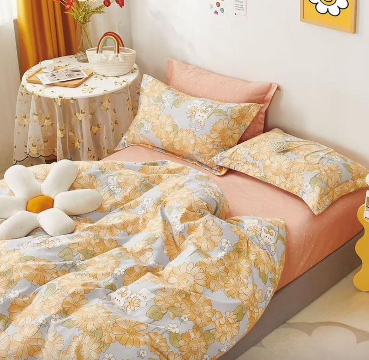ZEPHYR HOME Двуспалка Фланель оранжевые цветы