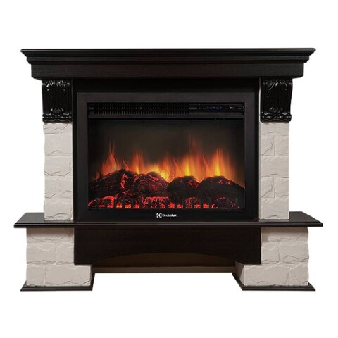 Портал Firelight Forte 30S камень белый шпон темный дуб
