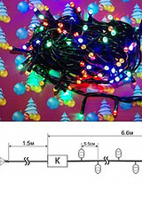 Электроирлянда 120 разноцветных светодиодных LED ламп